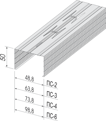 Профиль стоечный ПС-6 100х50 (0,45мм) (3м) 