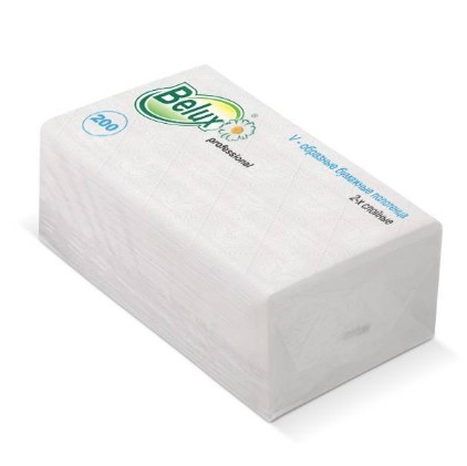 Полотенца бумажные Belux V-сложения, 2-сл, 22х24 см, 200 л, белый (18 шт/уп)