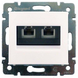 Розетка телефонная Legrand VALENA RJ11х2 в рамку белая