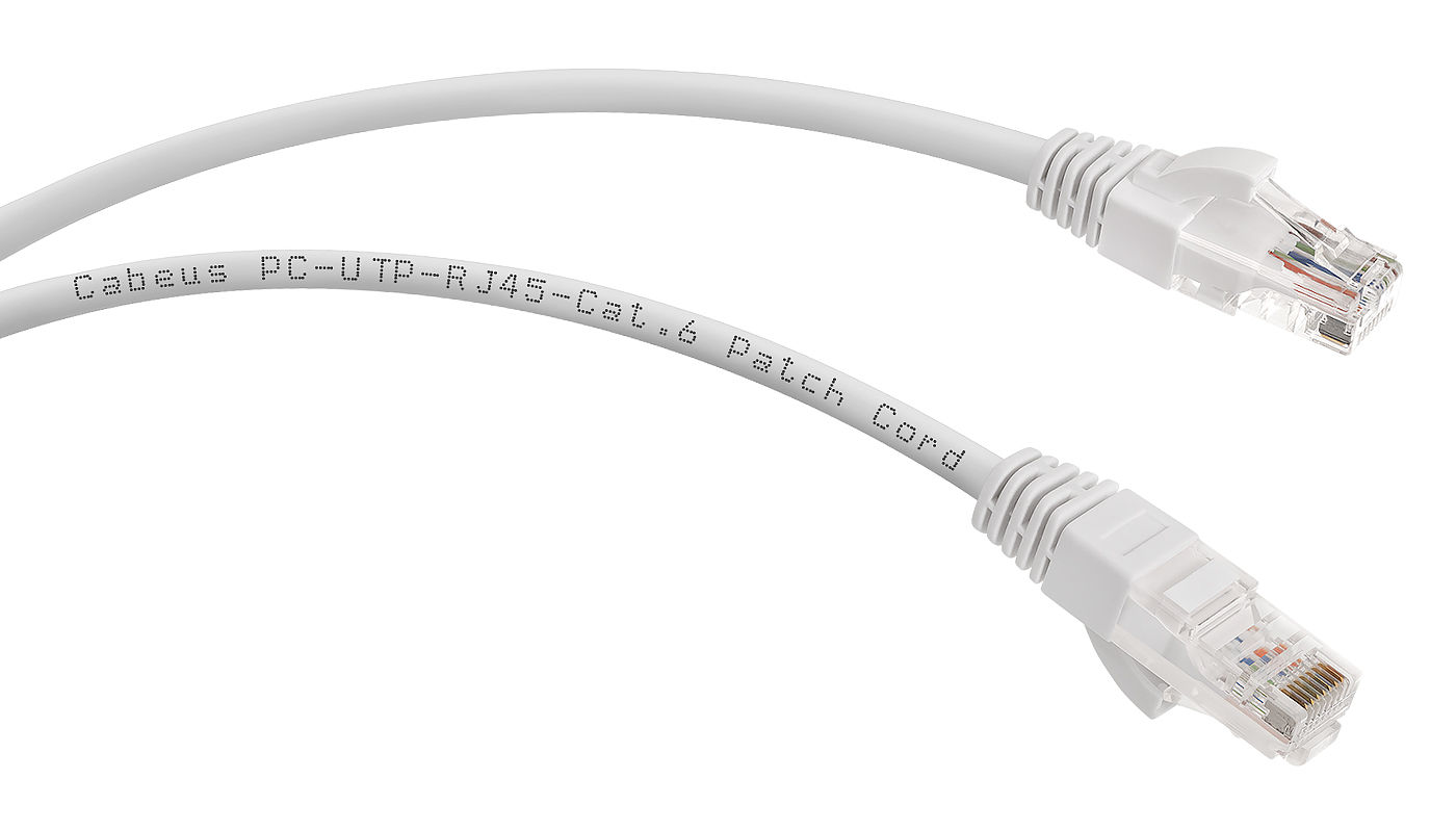 Патч-корд Rj-45 Cabeus PC-UTP-RJ45-Cat.6-1.5m-WH кат.6, белый, 1,5 метра