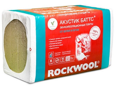 Утеплитель из минеральной ваты Rockwool Акустик Баттс 1000х600х100мм (3м2=0,3м3) (5шт)