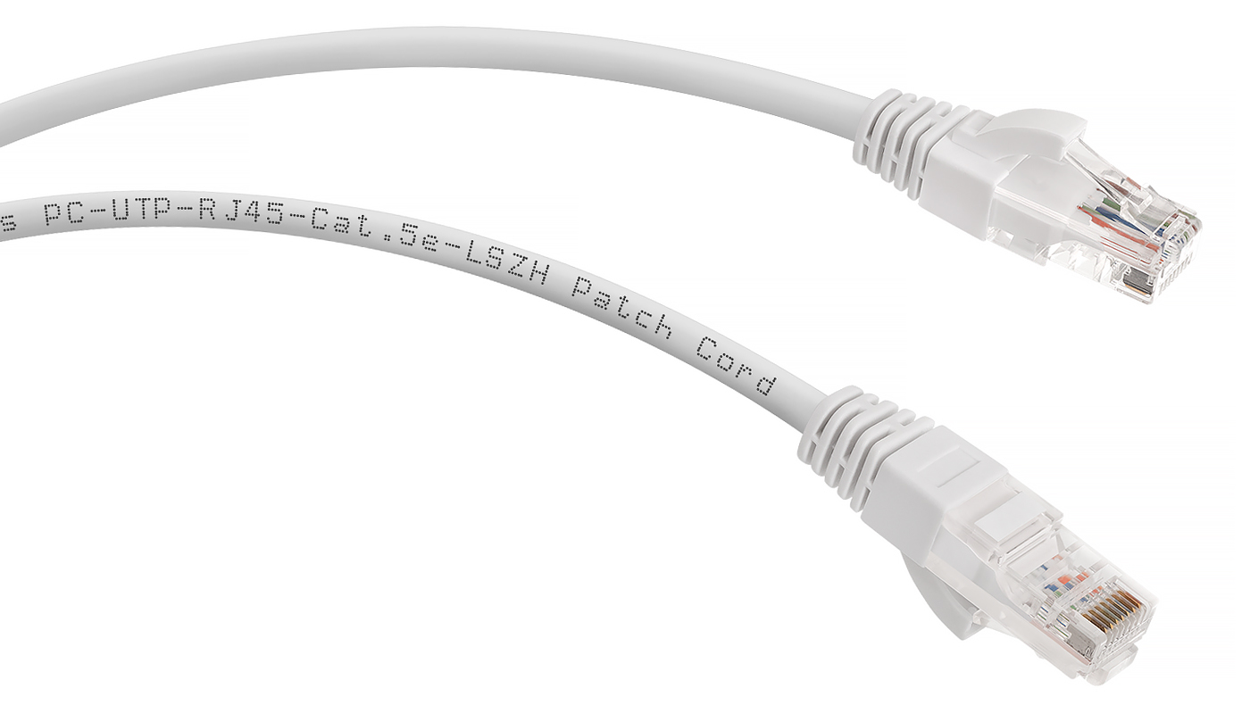 Патч-корд Rj-45 Cabeus PC-UTP-RJ45-Cat.5e-5m-WH-LSZH кат.5е, белый, 5 метров