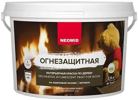 NEOMID Н-ОгнКрИнт-2,5, Огнезащитная интерьерная краска по дереву, 2,5л
