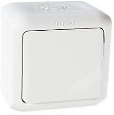 Выключатель Legrand Quteo 10А одноклавишный наружный IP44 белый (782300)